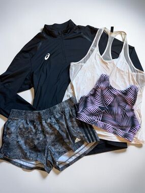 Womens Athletic Bundle L ASICS Adidas Gym Set Athleisure Outfit